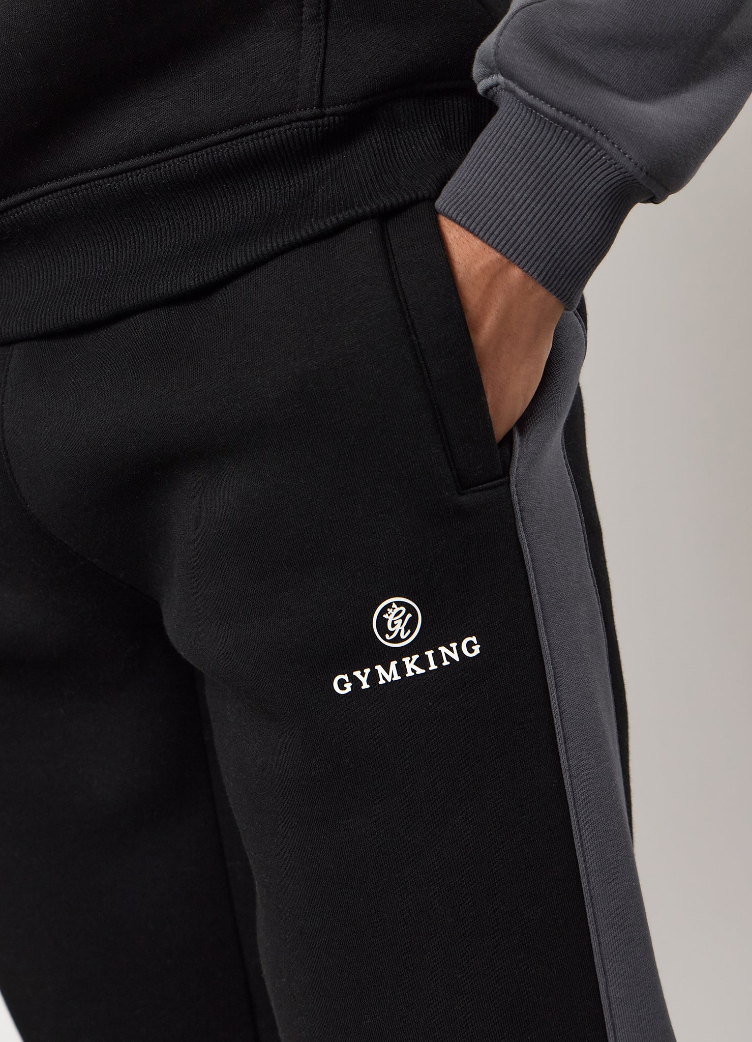 Gym King Power Colour Block Fleece Jogger - Black/Graphite/Gunmetal Grey