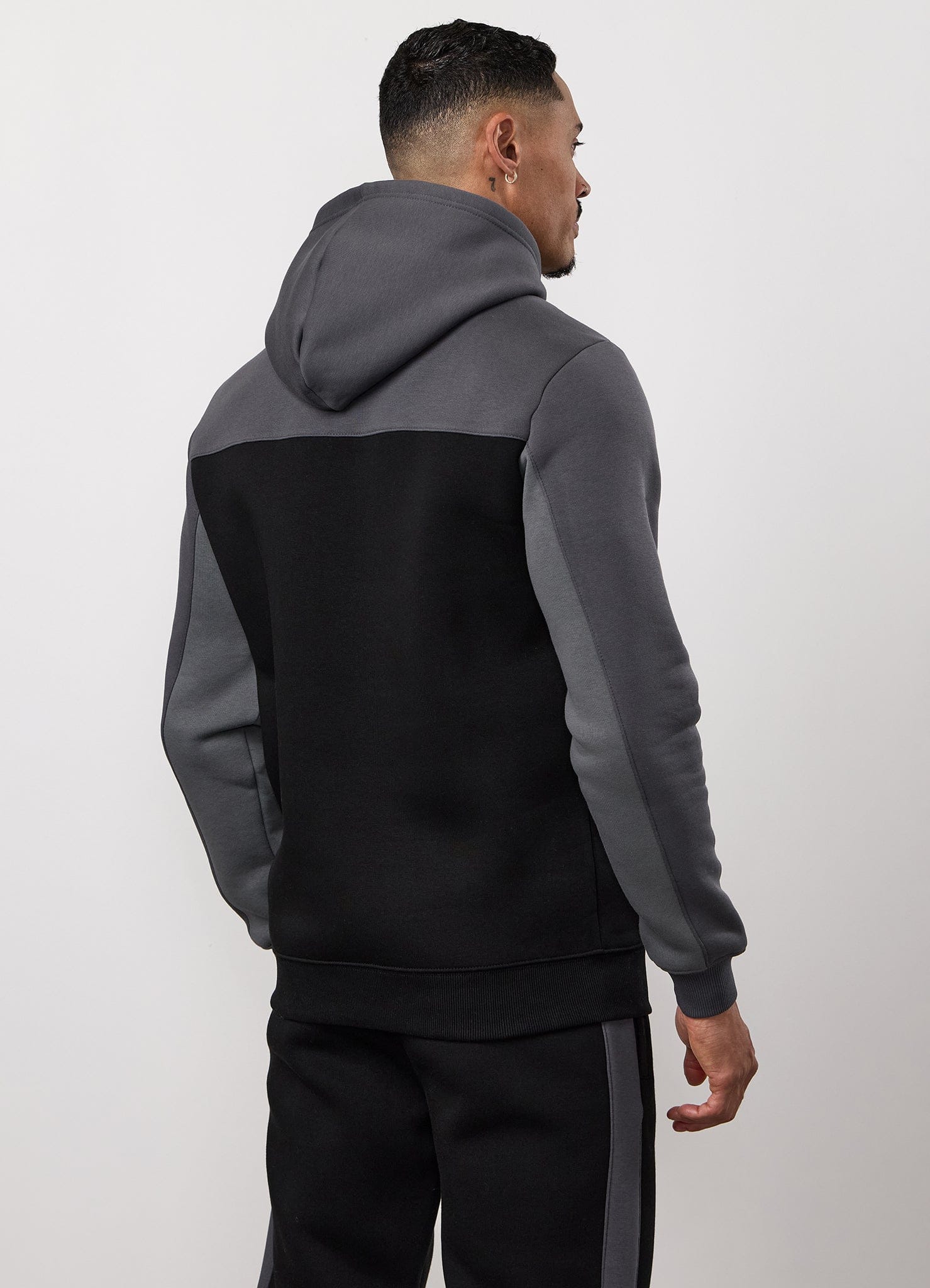 Gym King Power Colour Block Fleece Hood - Black/Graphite/Gunmetal Grey