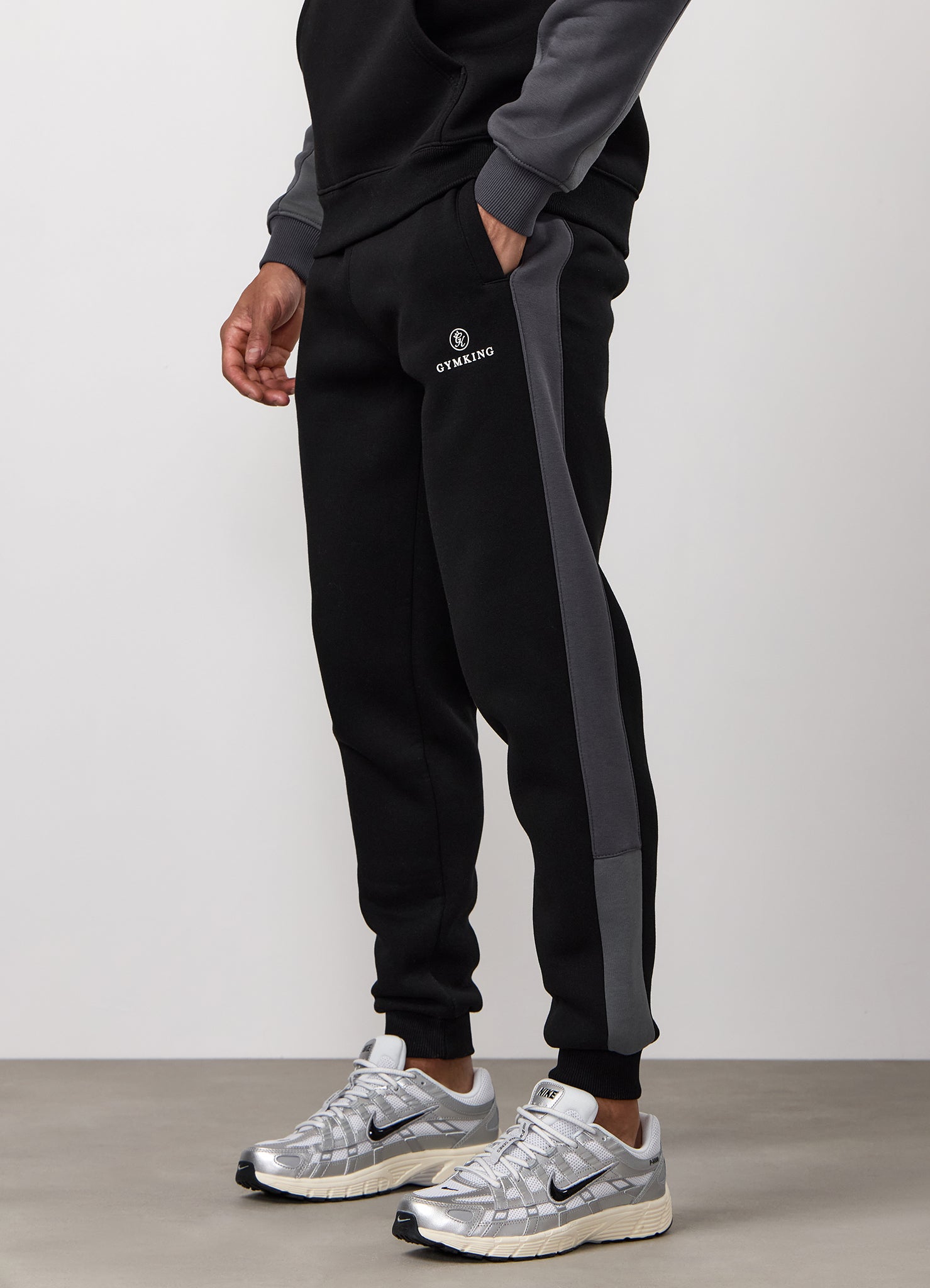 Gym King Power Colour Block Fleece Jogger - Black/Graphite/Gunmetal Grey