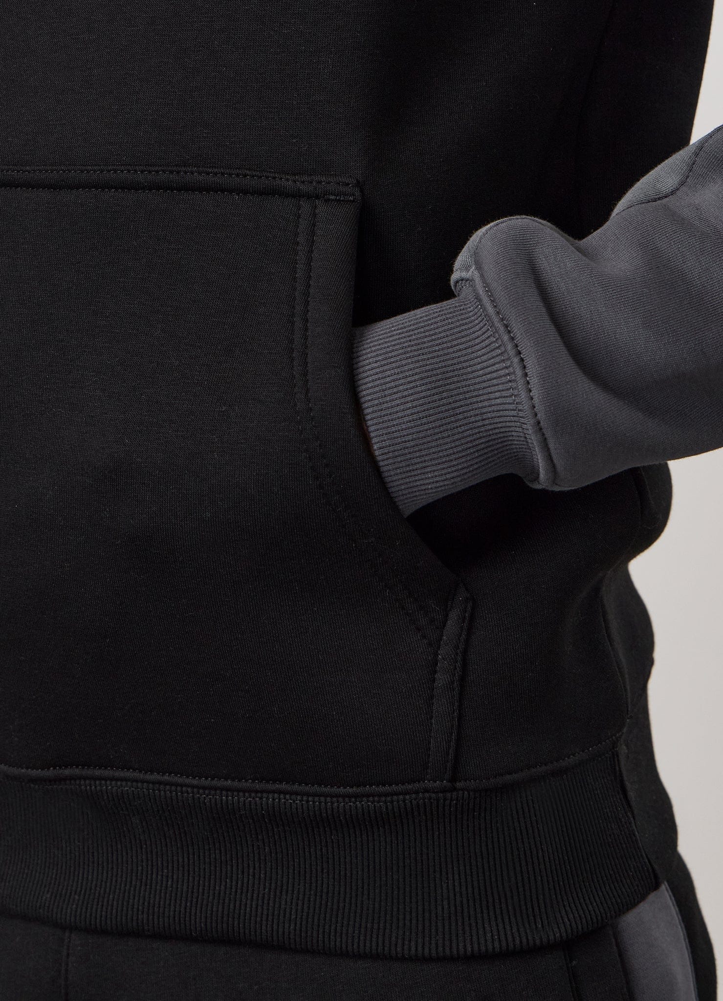 Gym King Power Colour Block Fleece Hood - Black/Graphite/Gunmetal Grey