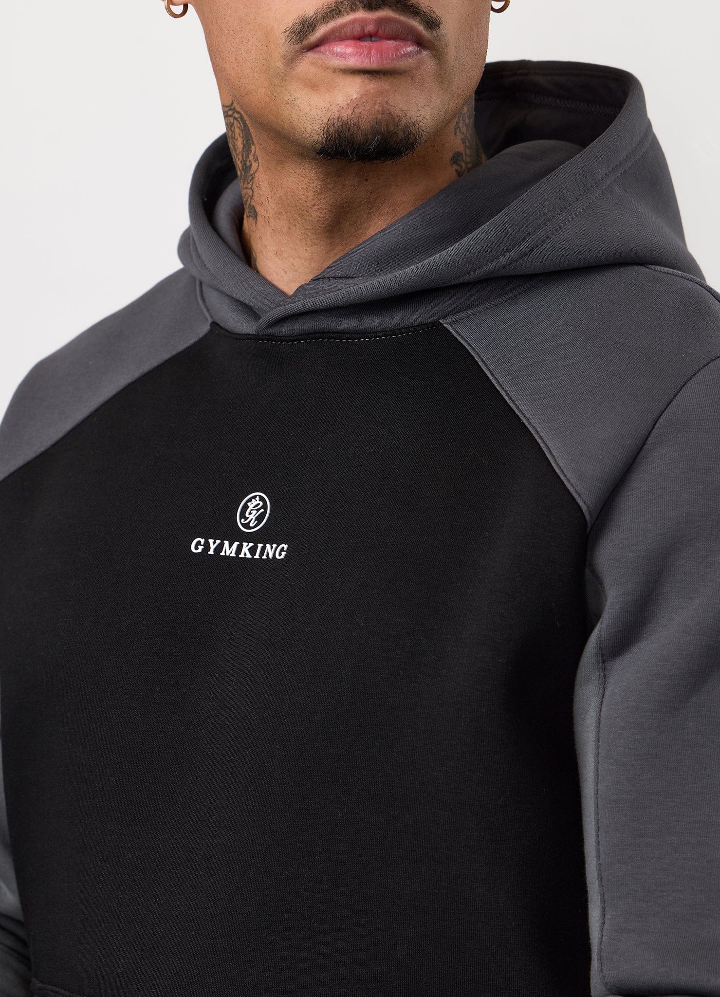 Gym King Power Colour Block Fleece Hood - Black/Graphite/Gunmetal Grey
