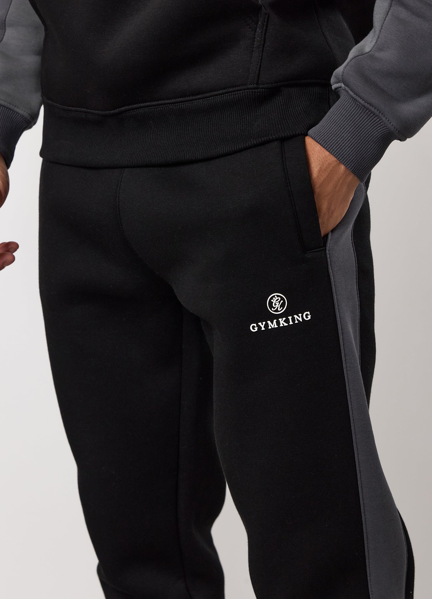 Gym King Power Colour Block Fleece Jogger - Black/Graphite/Gunmetal Grey