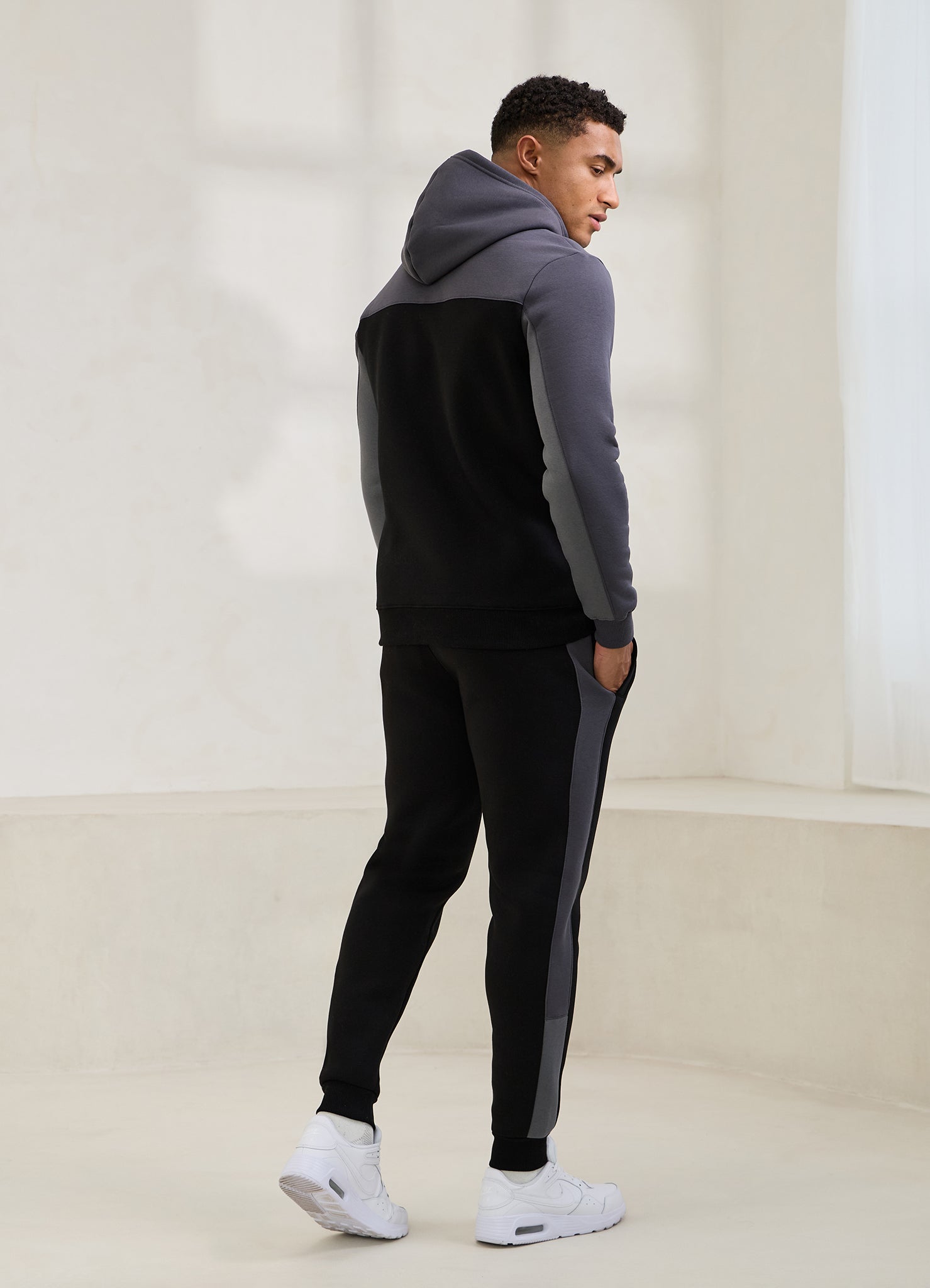 Gym King Power Colour Block Fleece Jogger - Black/Graphite/Gunmetal Grey