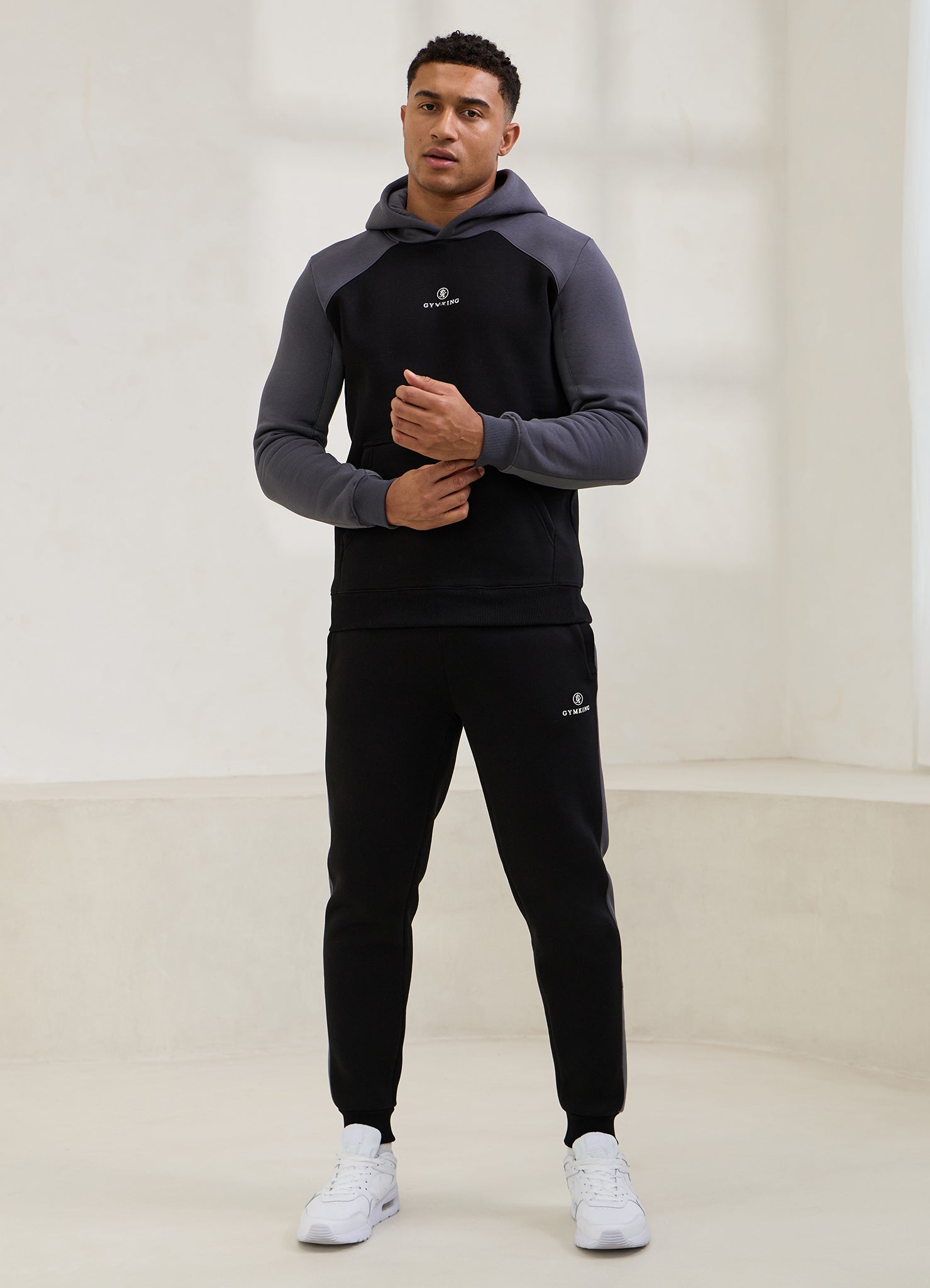 Gym King Power Fleece Hood Tracksuit - Black/Graphite/Gunmetal Grey