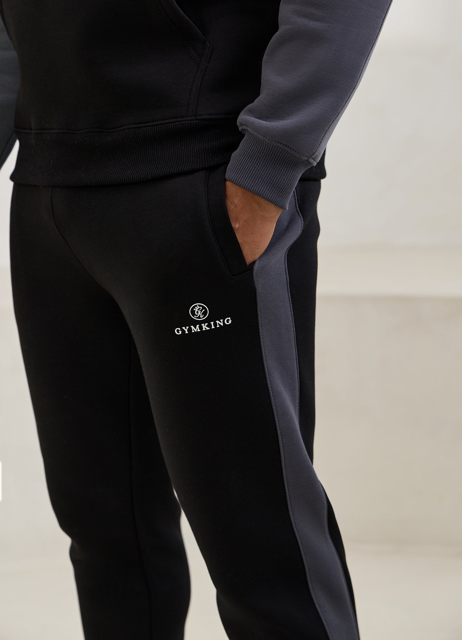 Gym King Power Fleece Hood Tracksuit - Black/Graphite/Gunmetal Grey