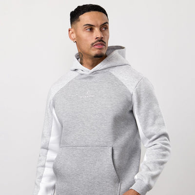 Gym King Power Colour Block Fleece Hoodie - Light Grey/Snow Marl/White