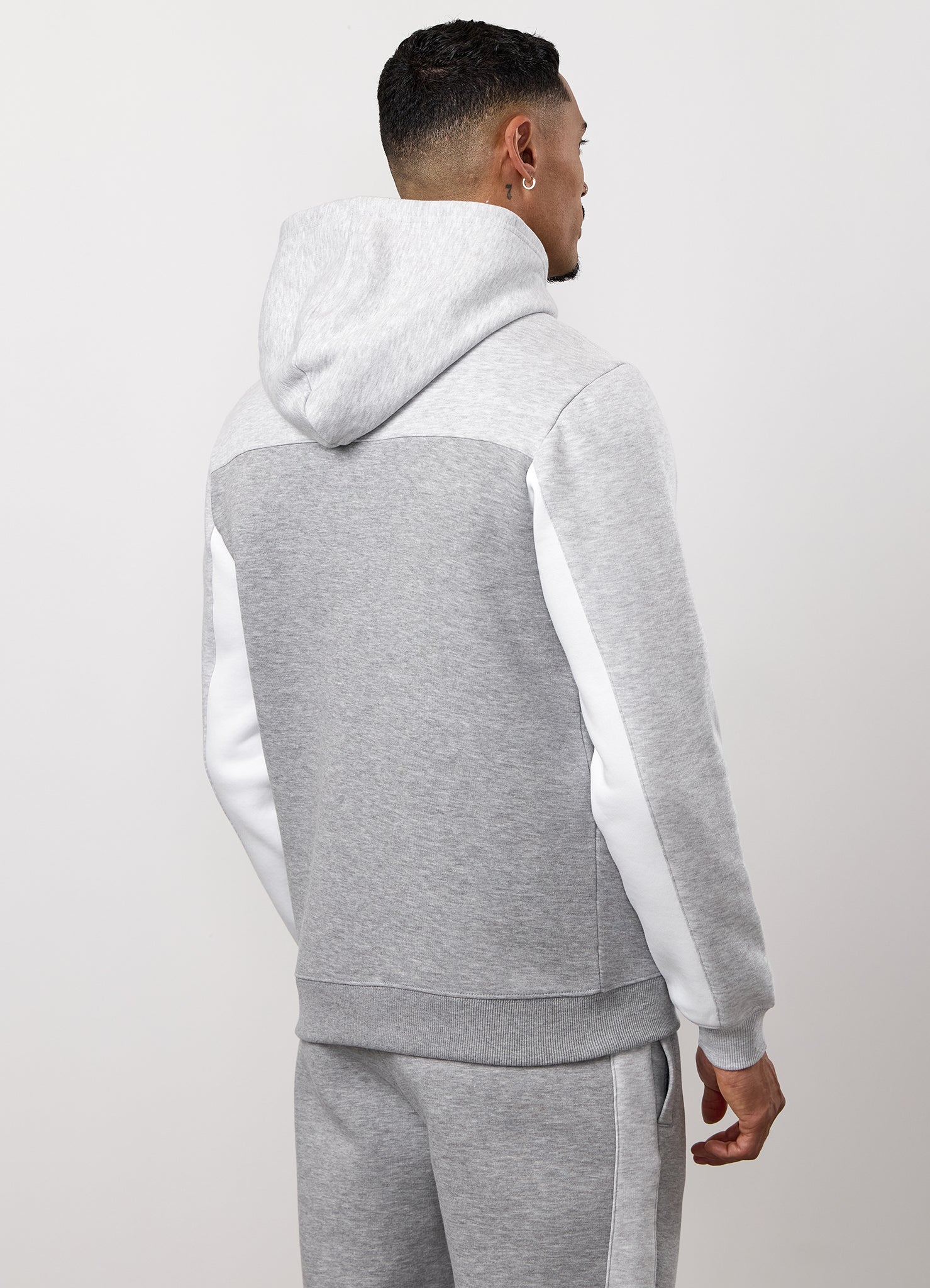 Gym King Power Fleece Hood Tracksuit - Light Grey/Snow Marl/White