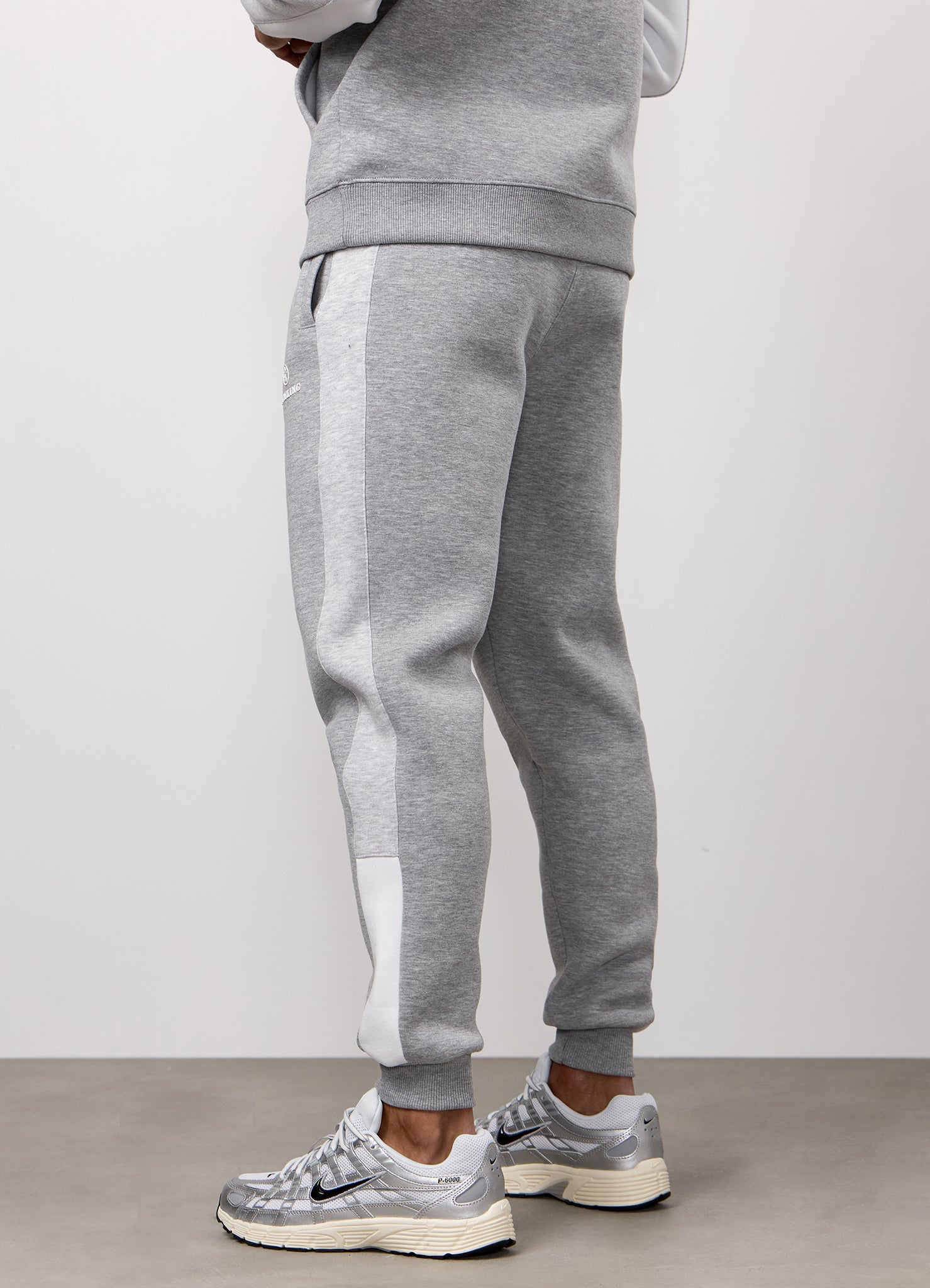Gym King Power Colour Block Fleece Jogger - Light Grey/Snow Marl/White