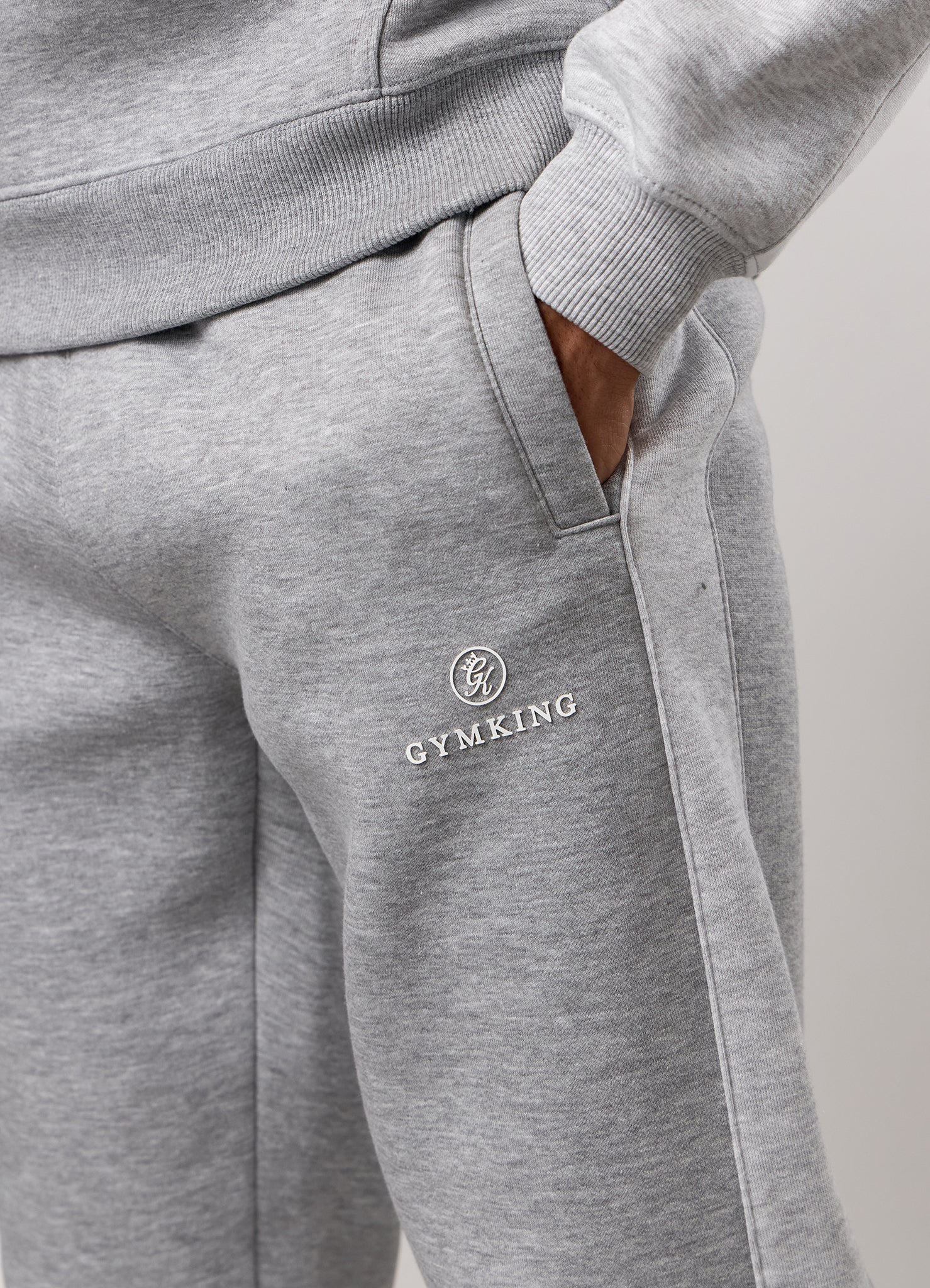 Gym King Power Colour Block Fleece Jogger - Light Grey/Snow Marl/White