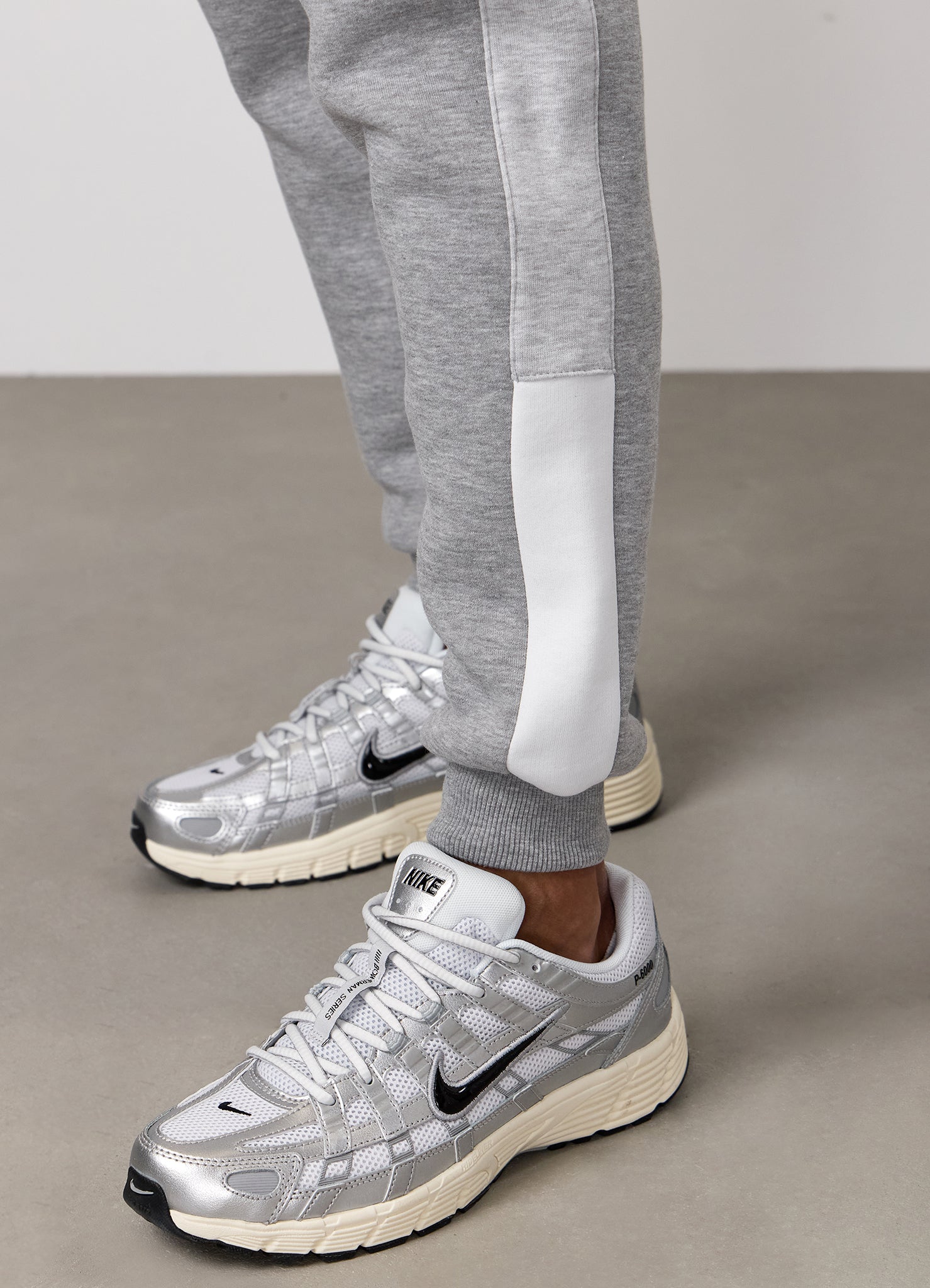 Gym King Power Colour Block Fleece Jogger - Light Grey/Snow Marl/White