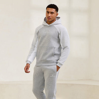 Gym King Power Fleece Hood Tracksuit - Light Grey/Snow Marl/White