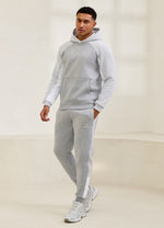 Gym King Power Fleece Hood Tracksuit - Light Grey/Snow Marl/White
