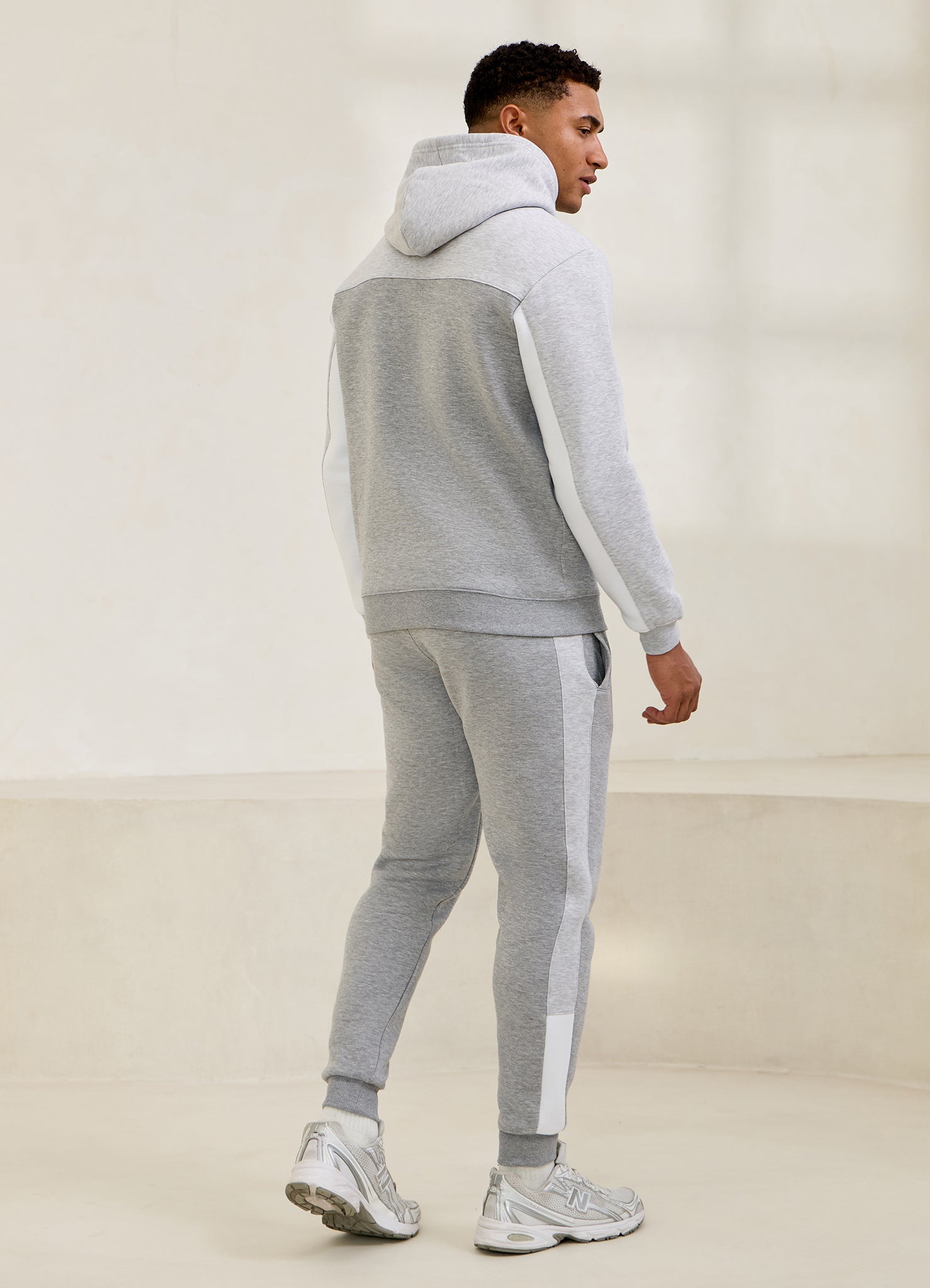Gym King Power Colour Block Fleece Jogger - Light Grey/Snow Marl/White