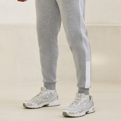 Gym King Power Colour Block Fleece Jogger - Light Grey/Snow Marl/White