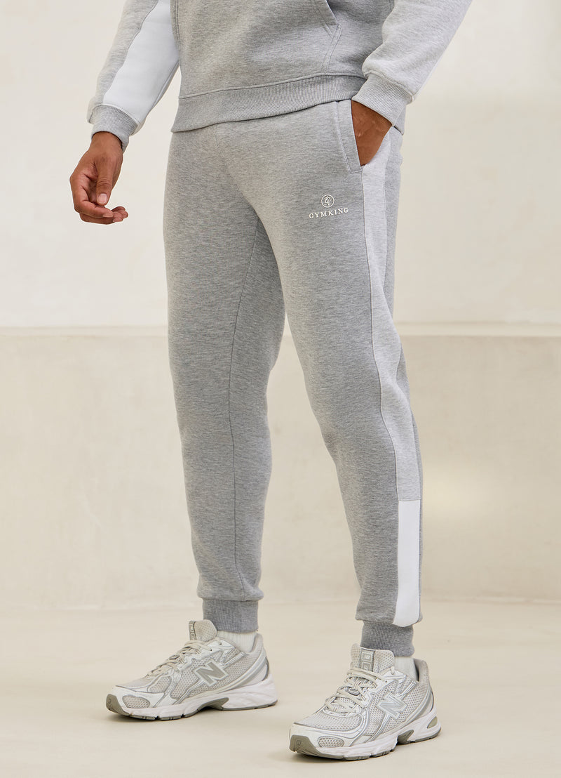 Gym King Power Colour Block Fleece Jogger - Light Grey/Snow Marl/White