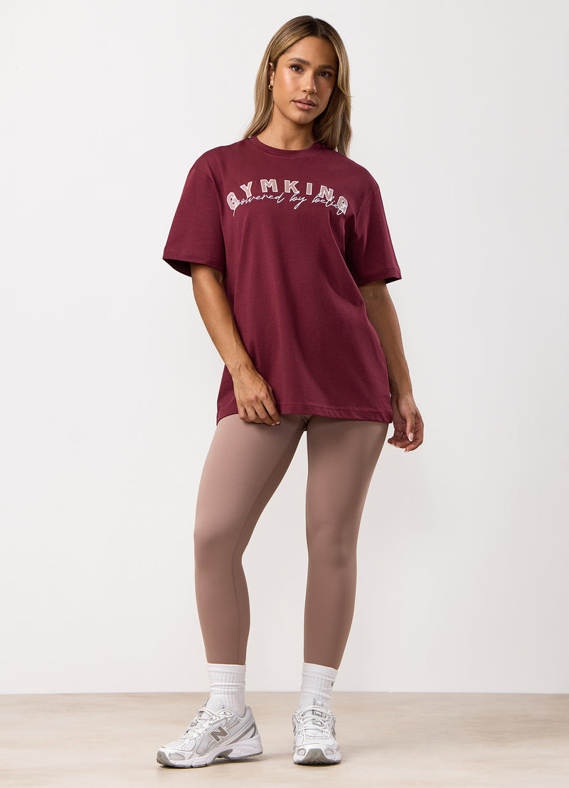 Gym King Powered By Belief BF Tee - Deep Cherry
