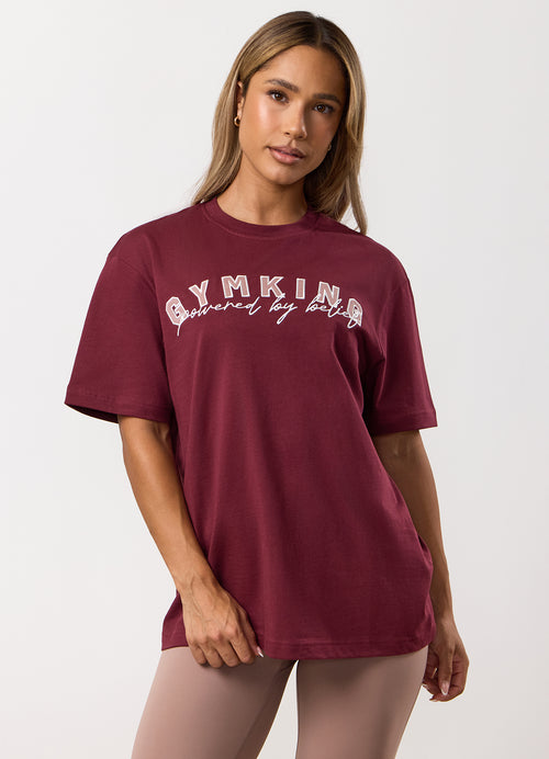 Gym King Powered By Belief BF Tee - Deep Cherry