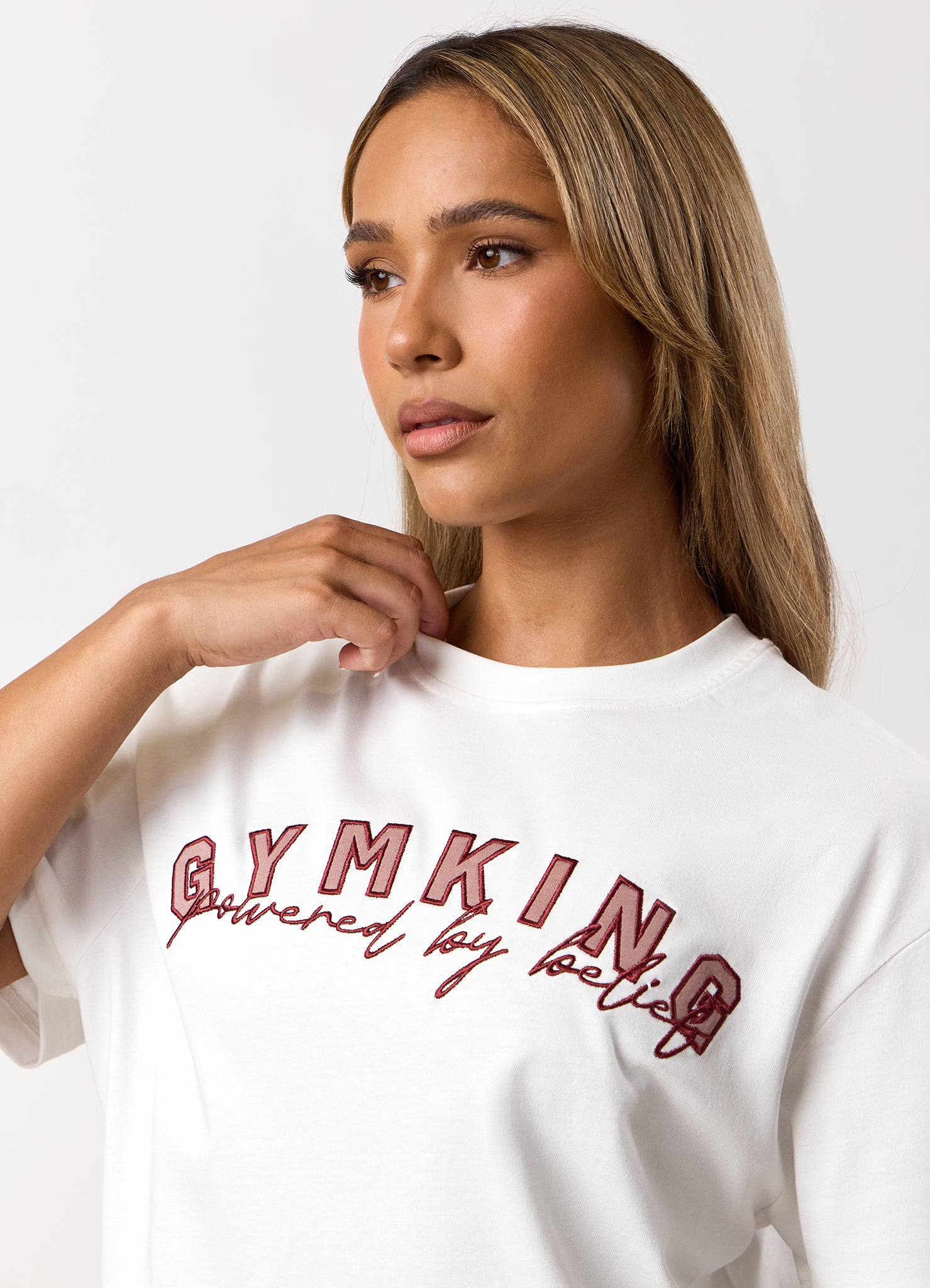 Gym King Powered By Belief BF Tee - Cream
