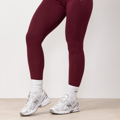 Gym King Powered By Belief Jersey Legging - Deep Cherry