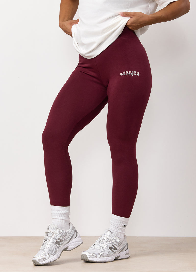 Gym King Powered By Belief Jersey Legging - Deep Cherry