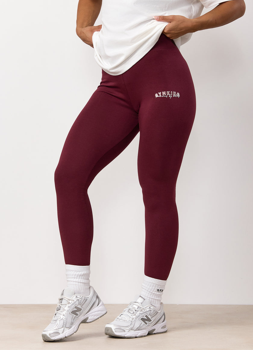 Gym King Powered By Belief Jersey Legging - Deep Cherry