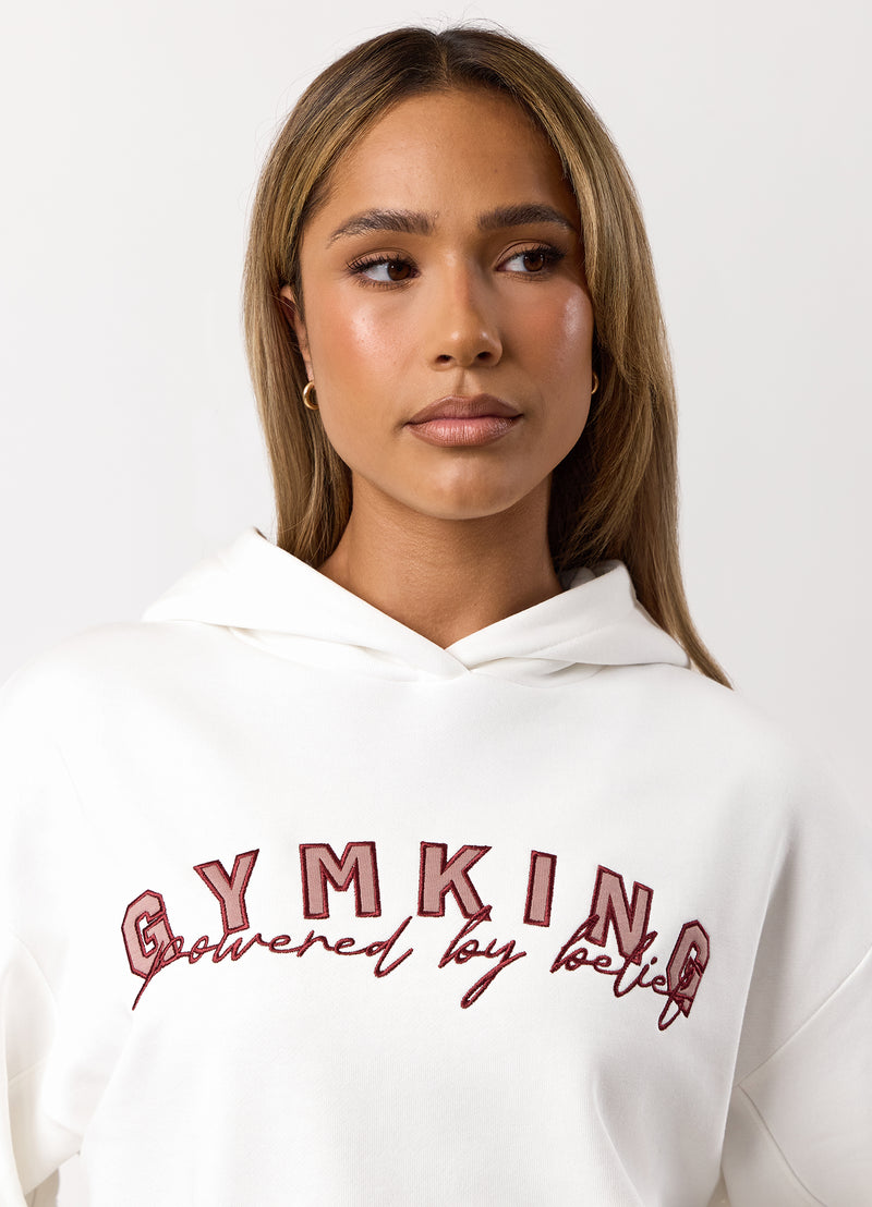 Gym King Powered By Belief Relaxed Fit Hood - Cream