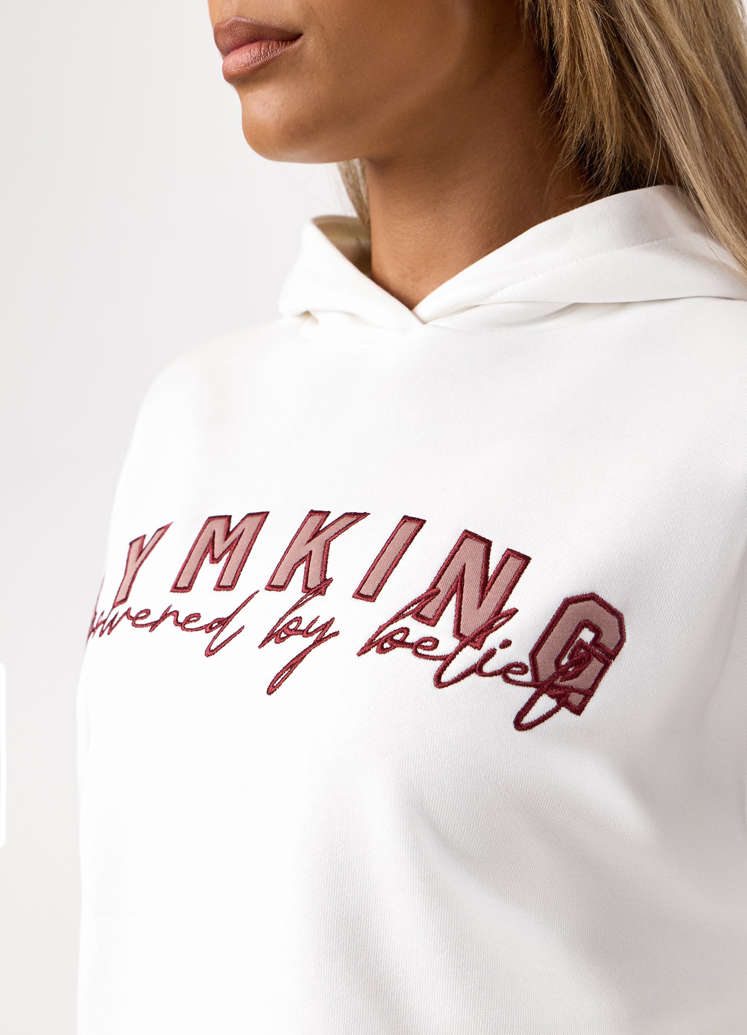 Gym King Powered By Belief Relaxed Fit Hood - Cream