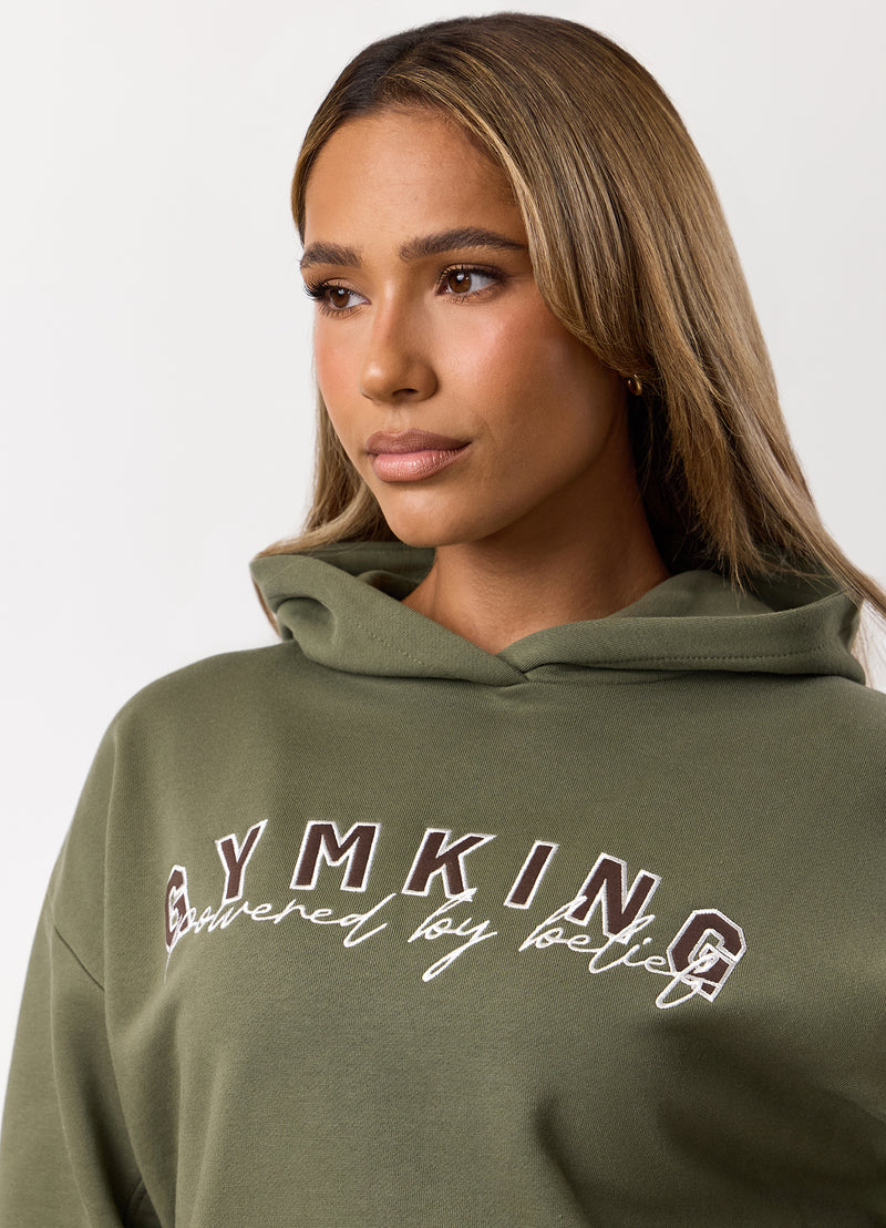 Gym King Powered By Belief Relaxed Fit Hood - Warm Khaki