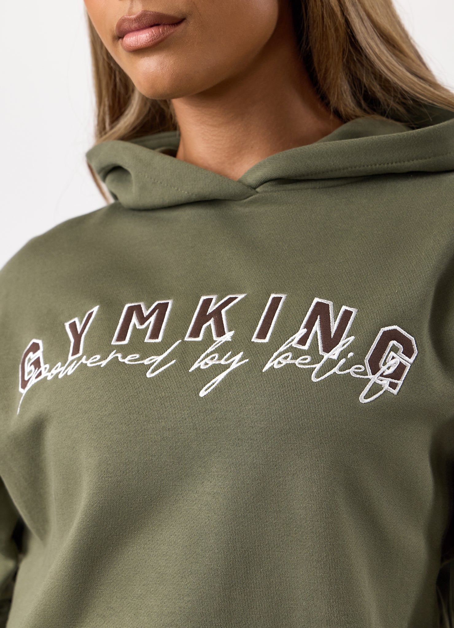 Gym King Powered By Belief Relaxed Fit Hood - Warm Khaki