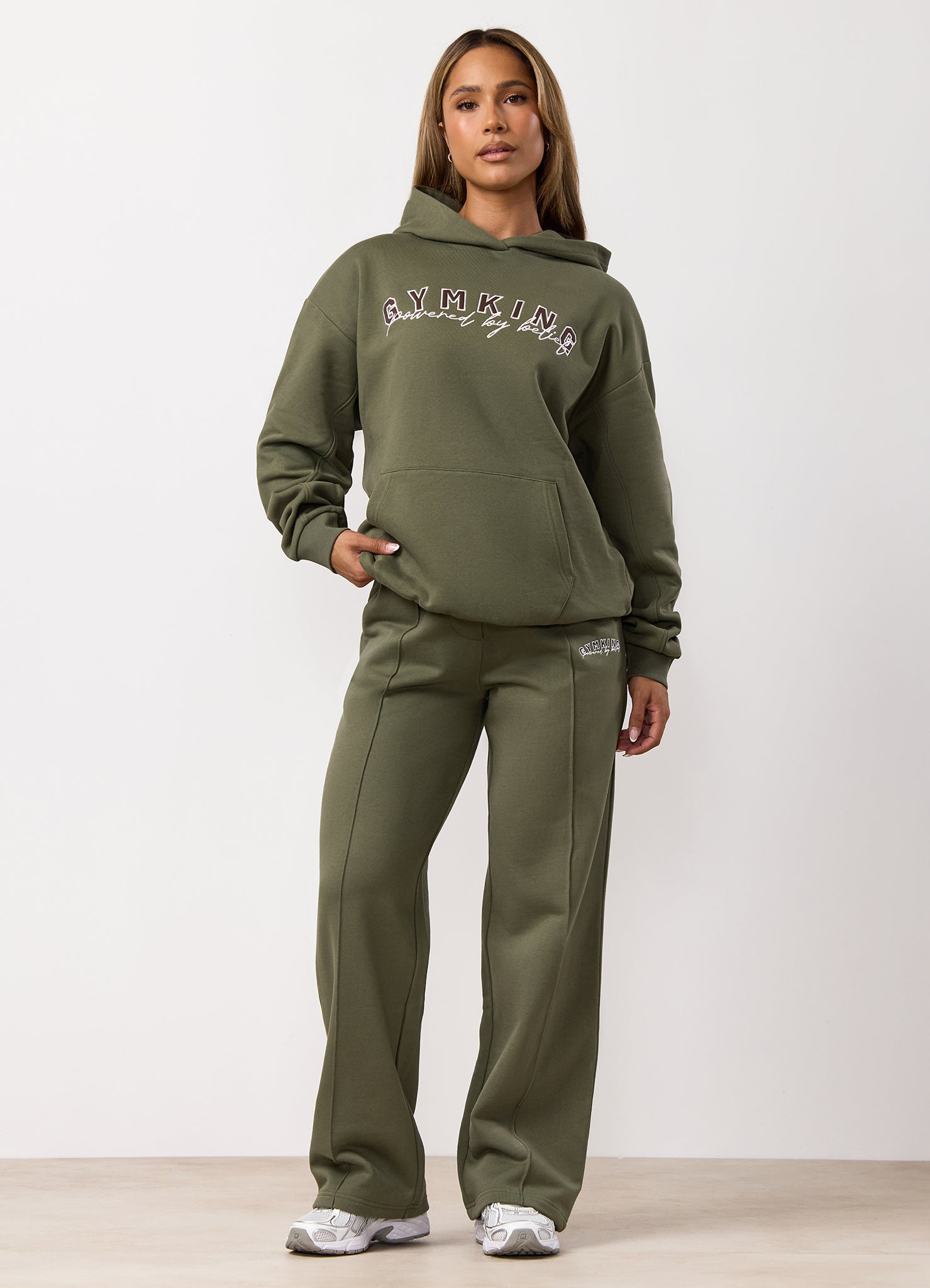 Gym King Powered By Belief Hood Tracksuit - Warm Khaki