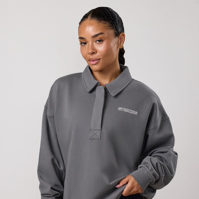 Gym King Precision Collared Sweatshirt - Lava Grey
