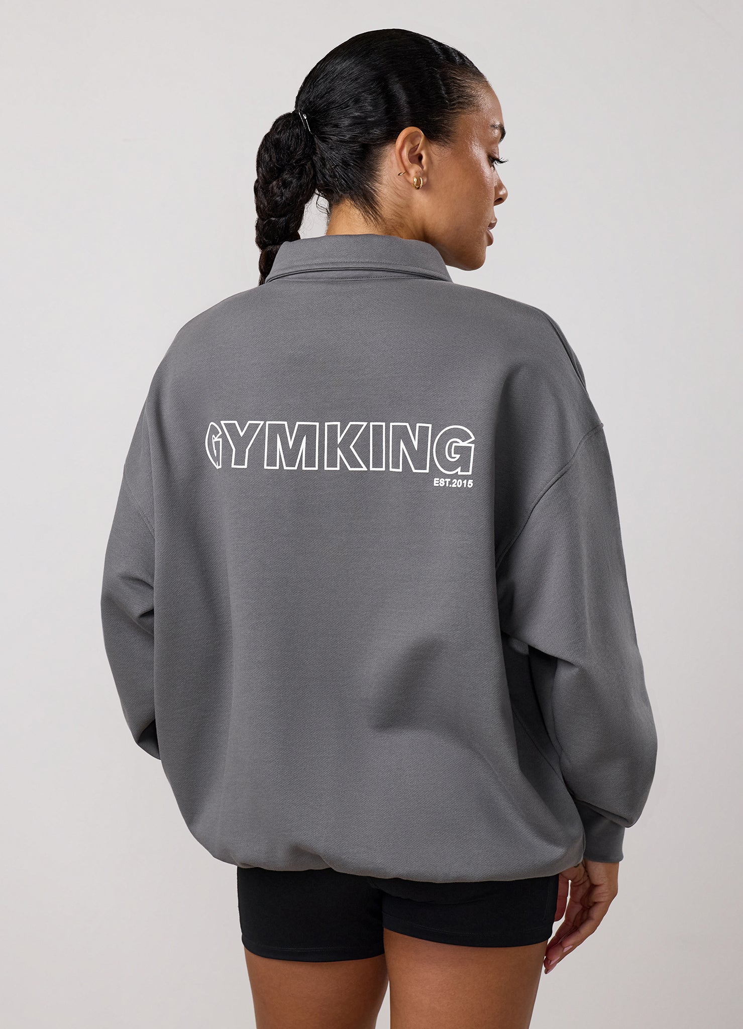 Gym King Precision Collared Sweatshirt - Lava Grey