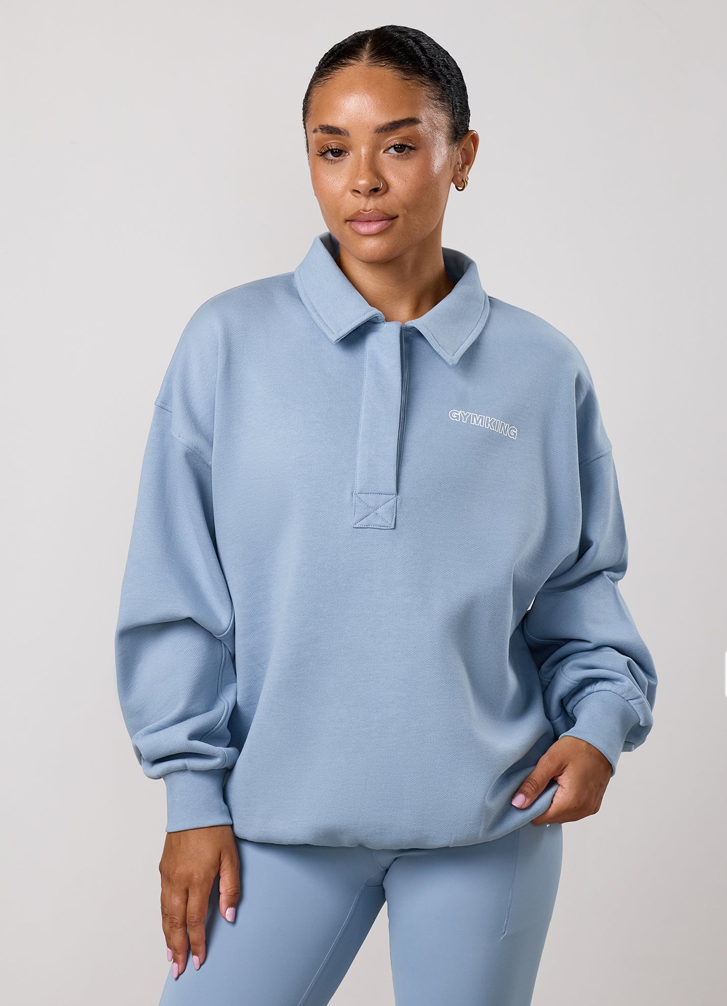 Gym King Precision Collared Sweatshirt - Chalk Blue