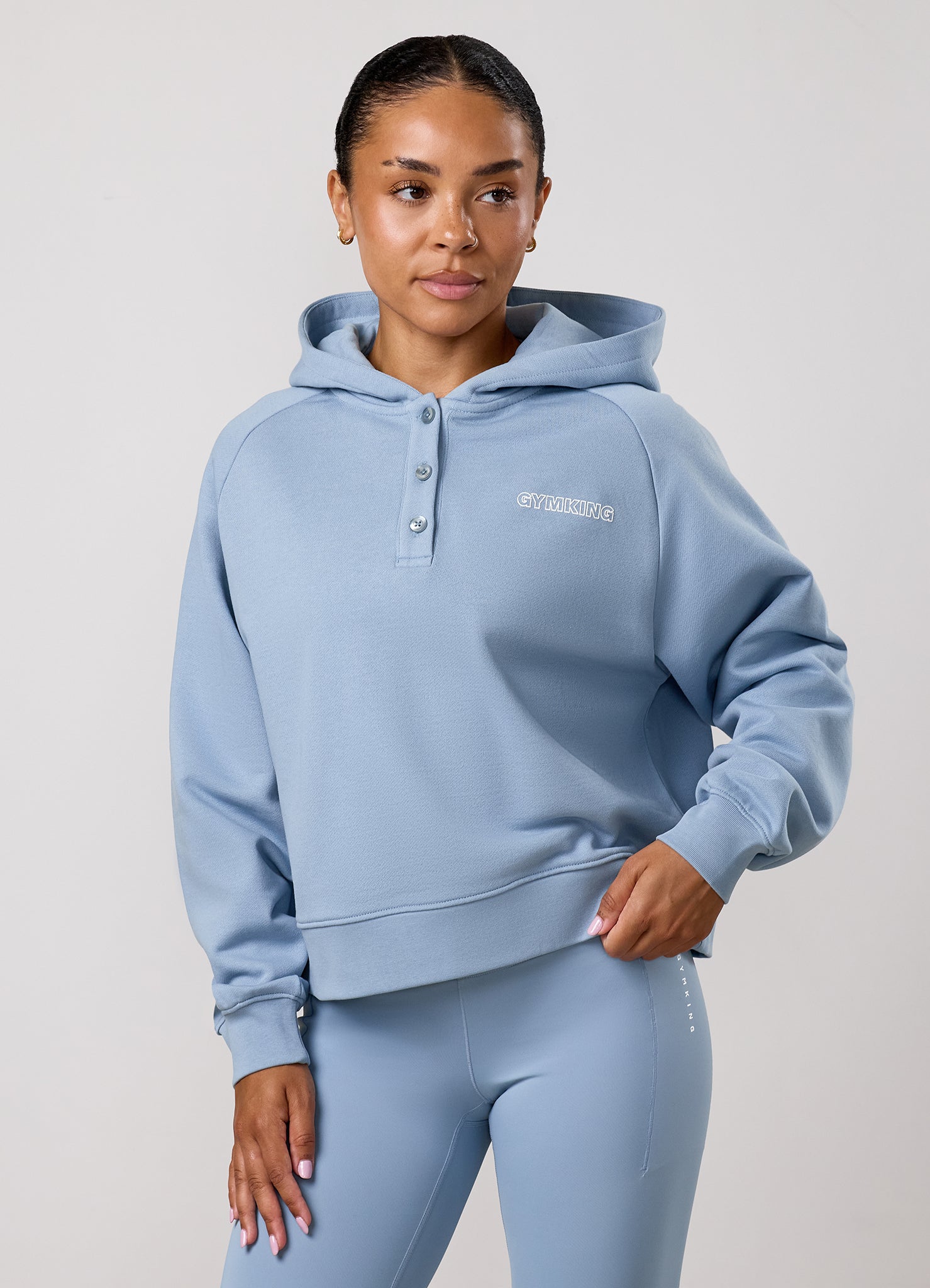 Gym King Precision Henley Hoodie - Chalk Blue
