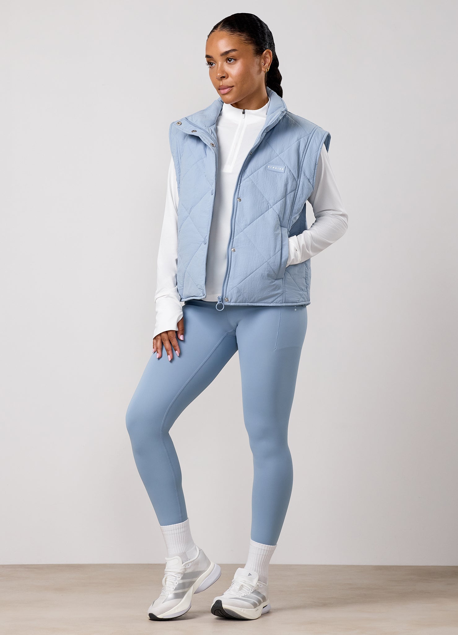 Gym King Precision Gilet in Chalk Blue - Women's Boxy Fit Gilet