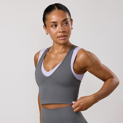 Gym King Precision Double Layered Tank - Lava Grey/ Lavender