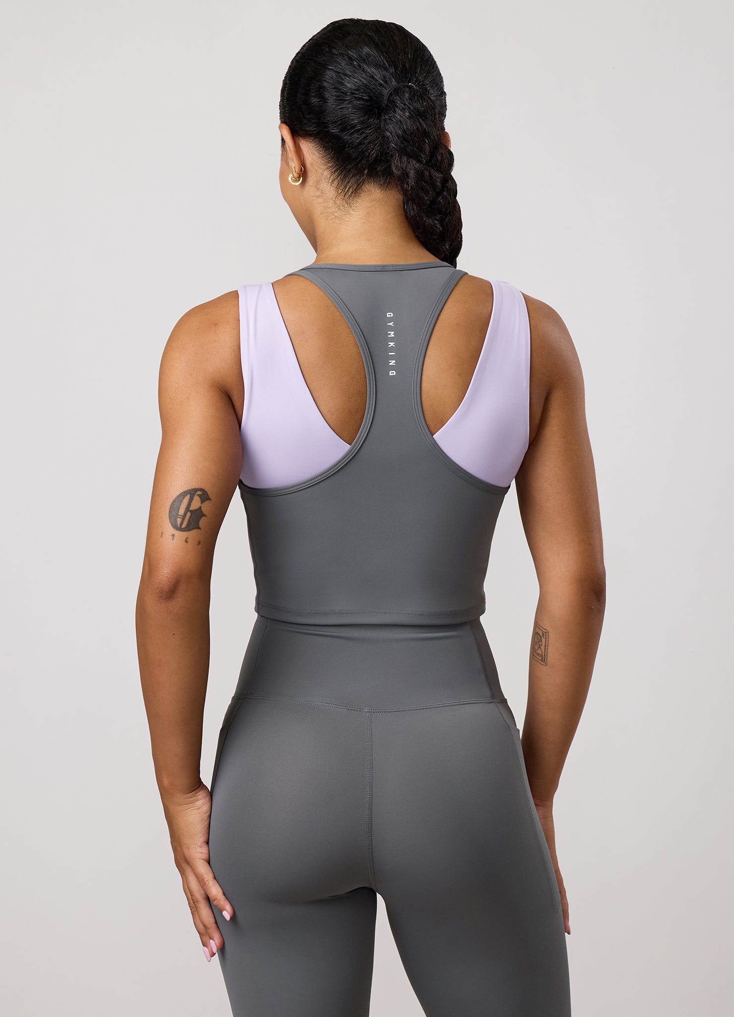 Gym King Precision Double Layered Tank - Lava Grey/ Lavender