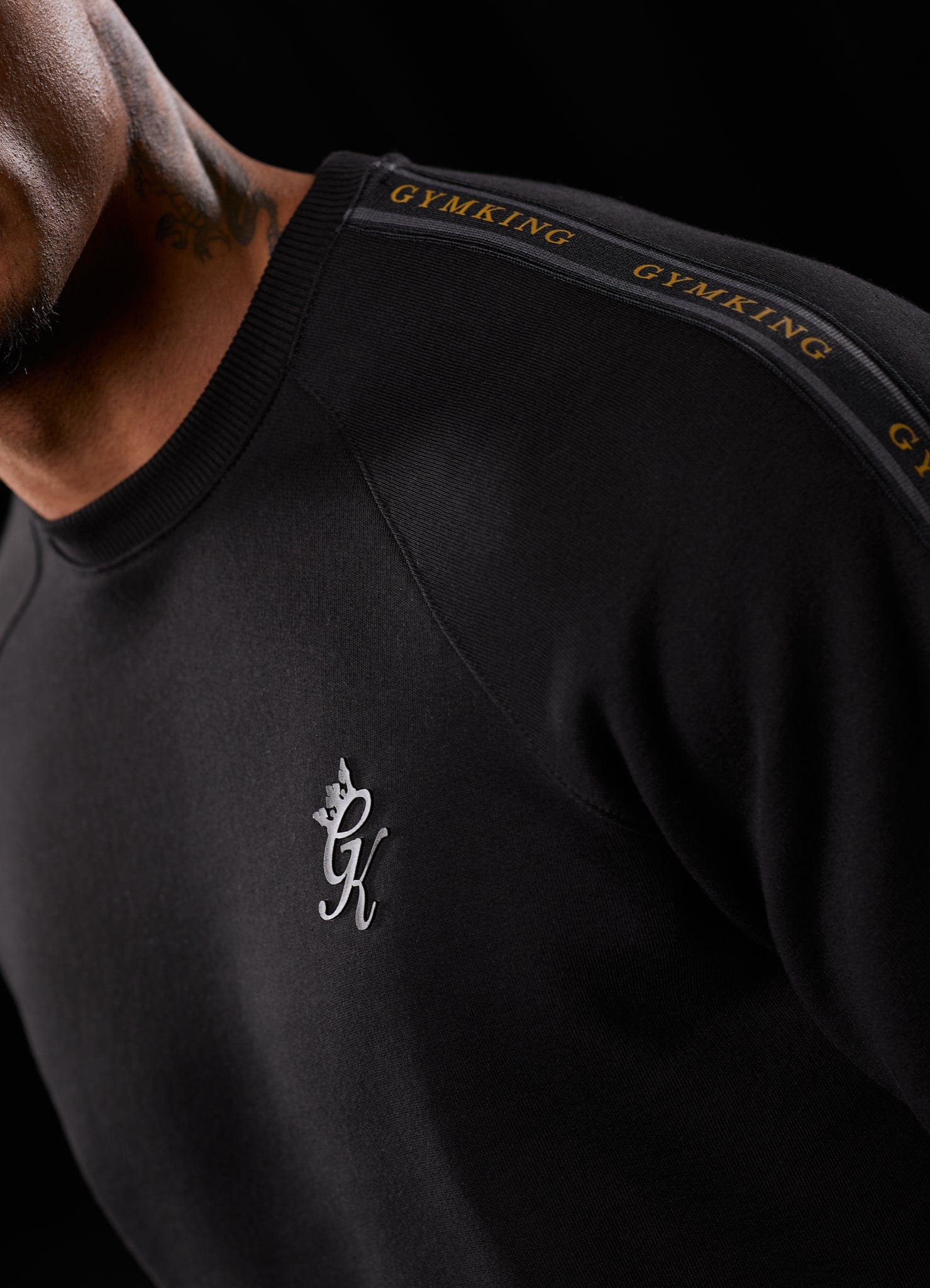 Gym King Premium Taped Crew - Black/Gold