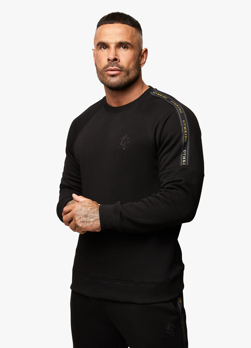 Gym King Premium Taped Crew - Black/Gold