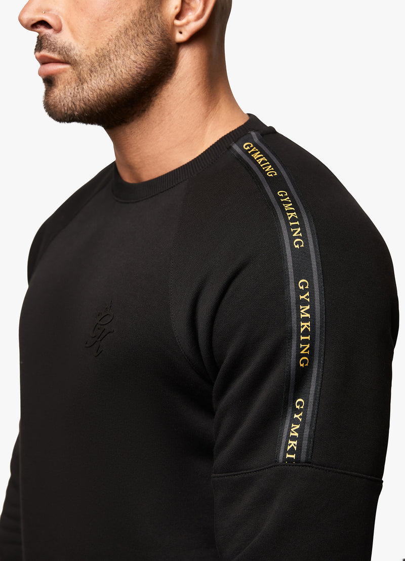 Gym King Premium Taped Crew - Black/Gold