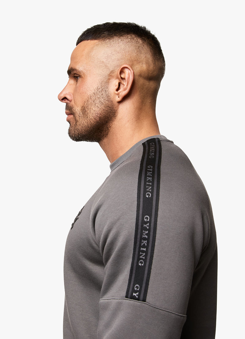 Gym King Premium Taped Crew - Grey