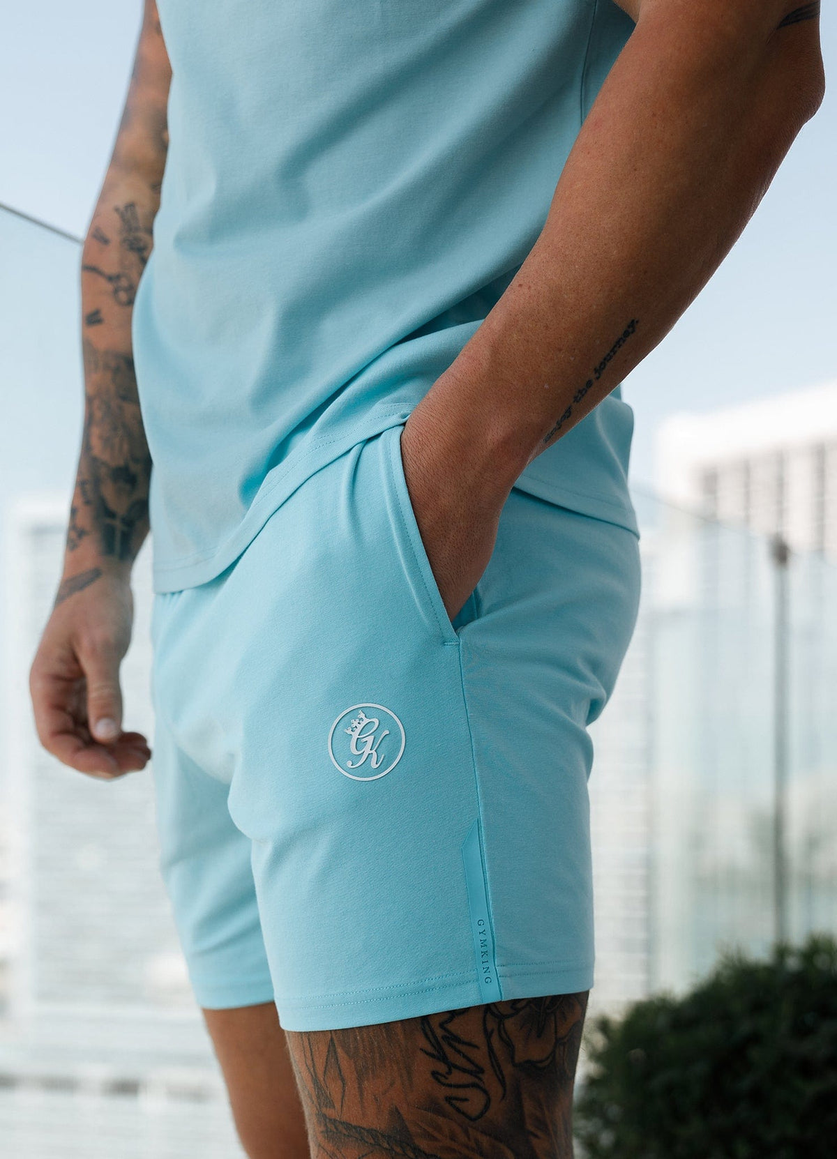 Gym King Pro Jersey Short - Aqua Sky