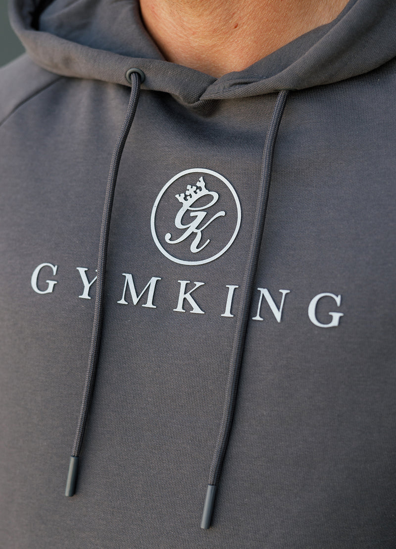 Gym King Pro Logo Fleece Hood - Onyx Grey