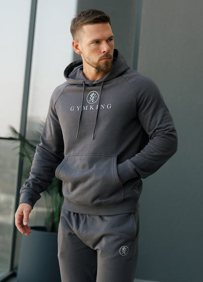 Gym King Pro Logo Fleece Hood - Onyx Grey