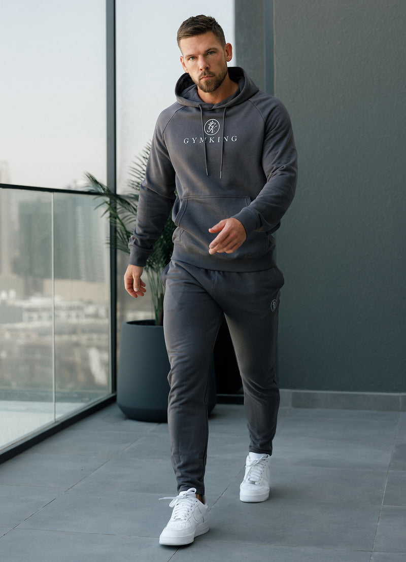 Gym King Pro Logo Fleece Hood - Onyx Grey