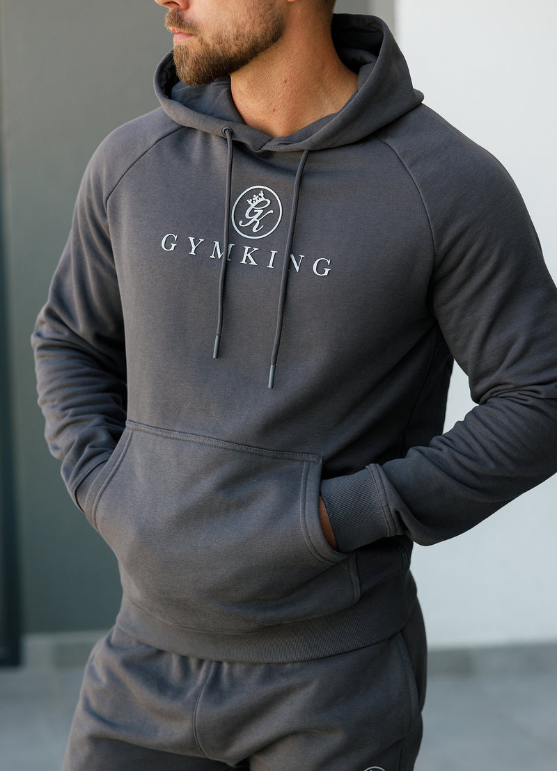 Gym King Pro Logo Fleece Hood - Onyx Grey