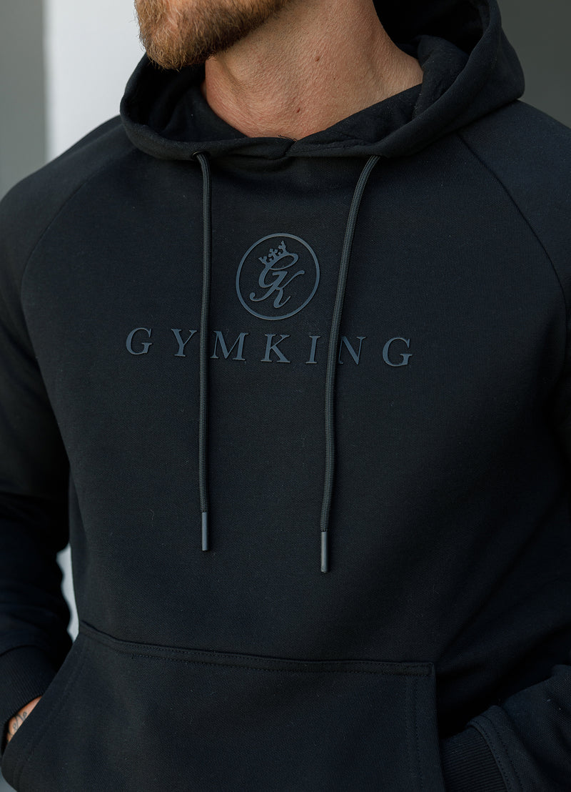 Gym King Pro Logo Fleece Hood - Black/Black