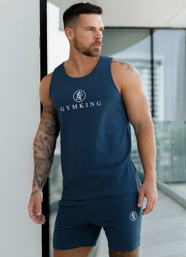 Gym King Pro Jersey Vest - Dark Indigo