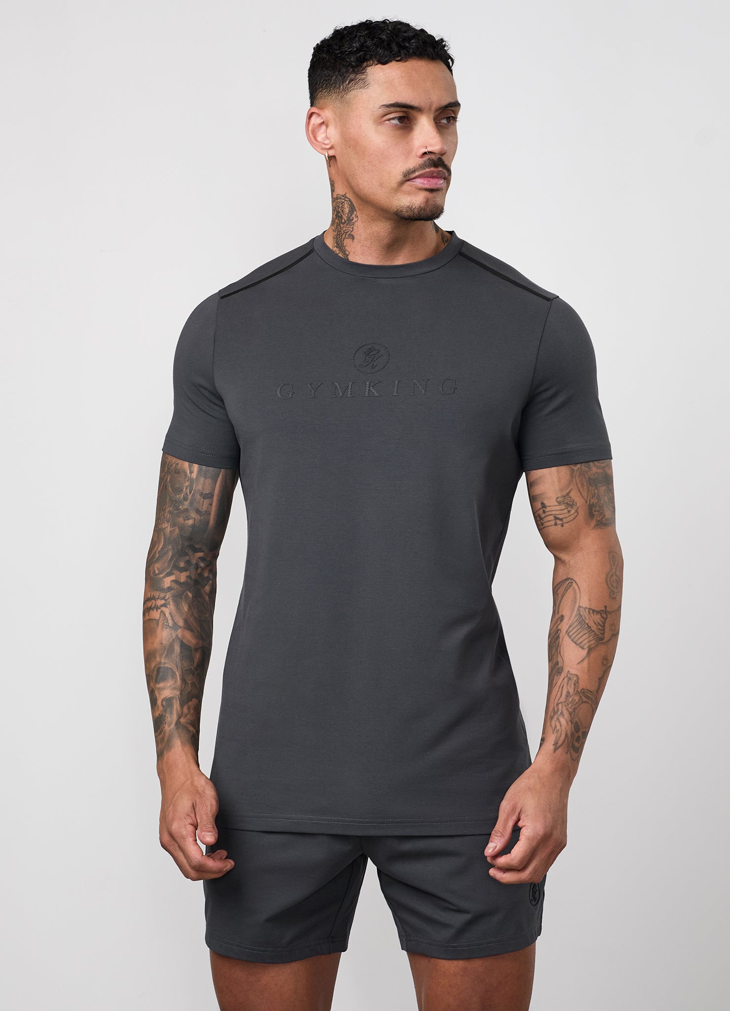Gym King Pro Logo V2 Jersey Tee - Dark Pewter