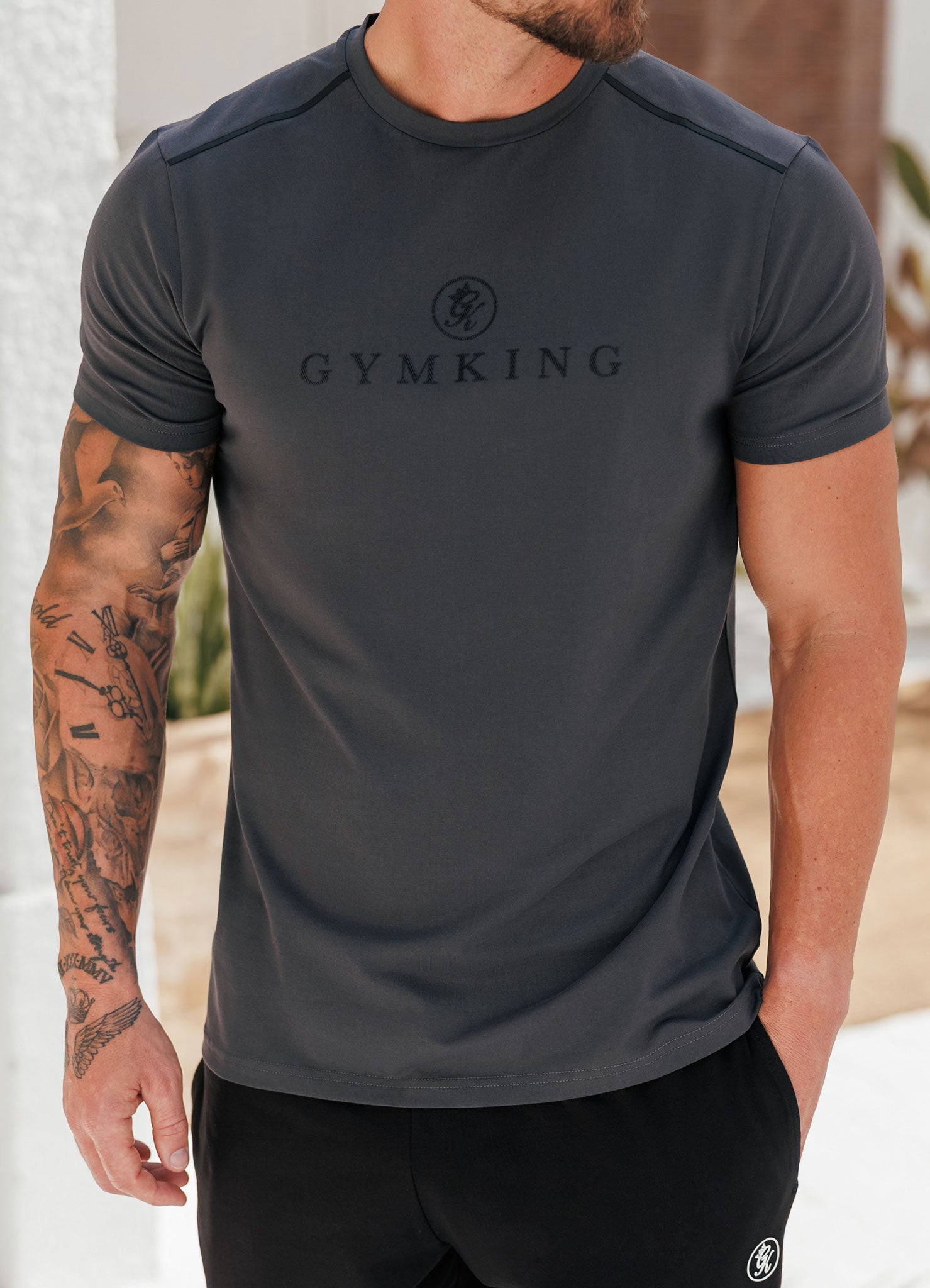 Gym King Pro Logo V2 Jersey Tee - Dark Pewter